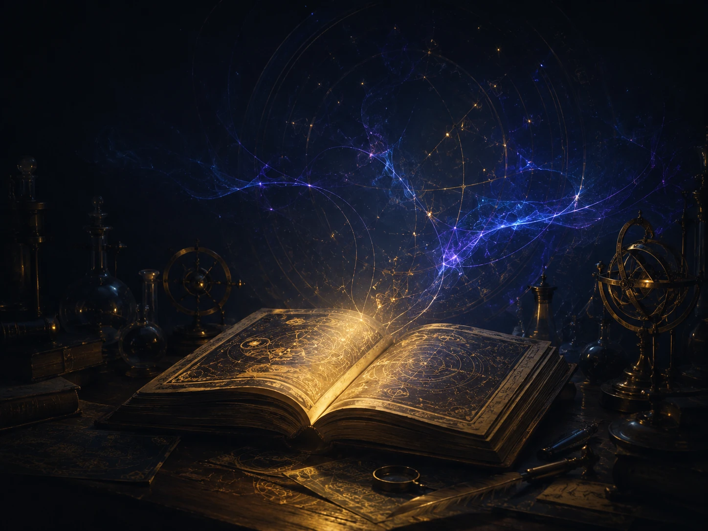 An illuminated book representing ideas and insights